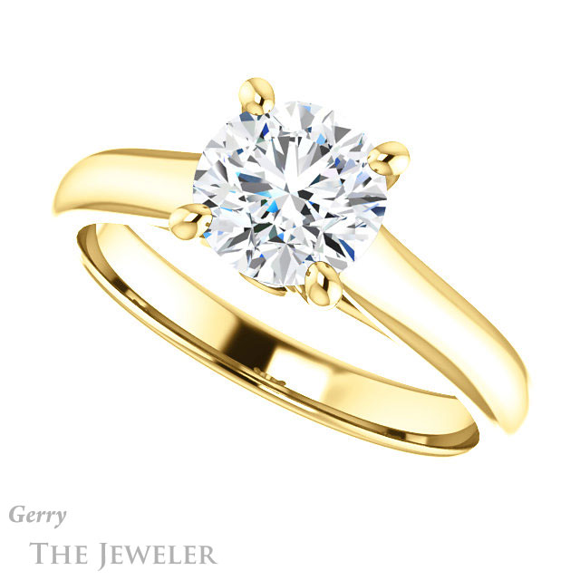 Round Cut Forever One Moissanite Engagement Ring #GTJ1142-round-fo-y 5 Round Cut Forever One Moissanite Engagement Ring #GTJ1142-round-fo-y