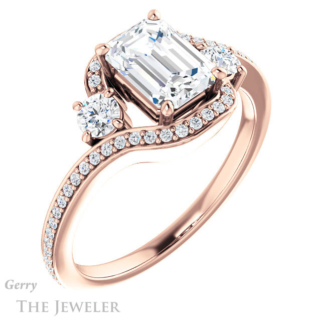 Emerald Cut Forever One Moissanite Engagement Ring #GTJ1143-emerald-fb-r 4 Emerald Cut Forever Brilliant Moissanite Engagement Ring #GTJ1143-emerald-fb-r