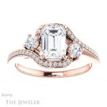 Emerald Cut Forever One Moissanite Engagement Ring #GTJ1143-emerald-fb-r 1 Emerald Cut Forever Brilliant Moissanite Engagement Ring #GTJ1143-emerald-fb-r