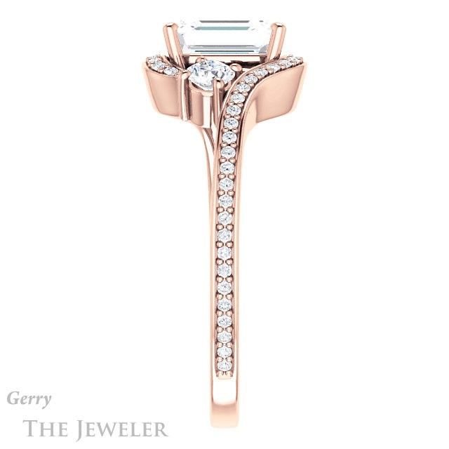 Emerald Cut Forever One Moissanite Engagement Ring #GTJ1143-emerald-fb-r 3 Emerald Cut Forever Brilliant Moissanite Engagement Ring #GTJ1143-emerald-fb-r