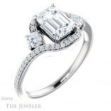 Emerald Cut Forever One Moissanite Engagement Ring #GTJ1143-emerald-fb-w 4 Emerald Cut Forever Brilliant Moissanite Engagement Ring #GTJ1143-emerald-fb-w