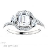 Emerald Cut Forever One Moissanite Engagement Ring #GTJ1143-emerald-fb-w 1 Emerald Cut Forever Brilliant Moissanite Engagement Ring #GTJ1143-emerald-fb-w
