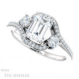 Emerald Cut Forever One Moissanite Engagement Ring #GTJ1143-emerald-fb-w 5 Emerald Cut Forever Brilliant Moissanite Engagement Ring #GTJ1143-emerald-fb-w