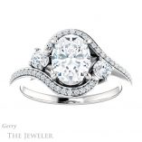Oval Shaped Forever One Moissanite Engagement Ring #GTJ1143-oval-fo-w
