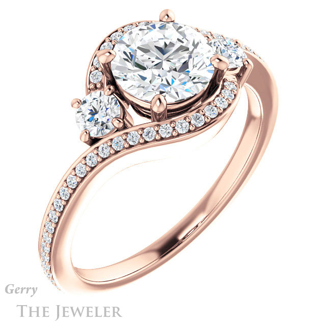 Round Cut Forever One Moissanite Engagement Ring #GTJ1143-round-fo-r
