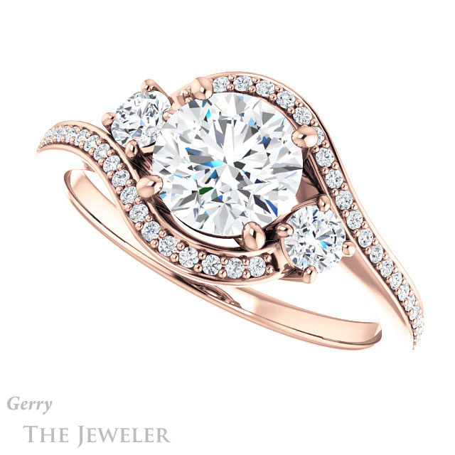 Round Cut Forever One Moissanite Engagement Ring #GTJ1143-round-fo-r