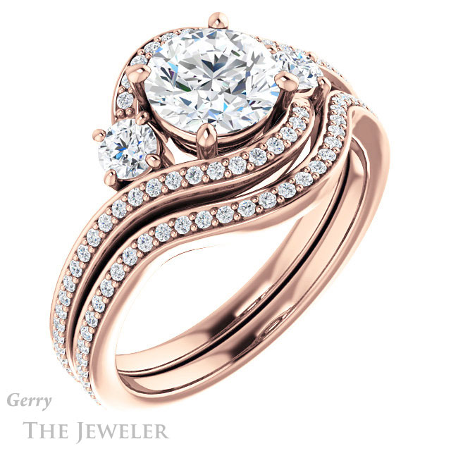 Round Cut Forever One Moissanite Engagement Ring #GTJ1143-round-fo-r