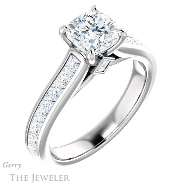 Cushion Cut Forever One Moissanite Engagement Ring #GTJ1144-cushion-fo-w