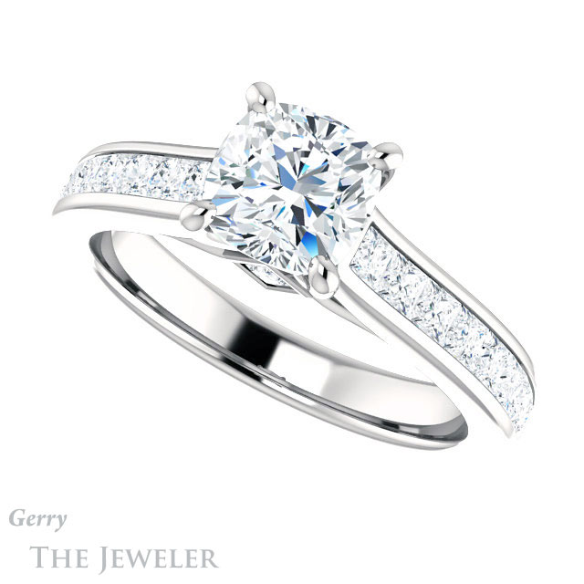 Cushion Cut Forever One Moissanite Engagement Ring #GTJ1144-cushion-fo-w