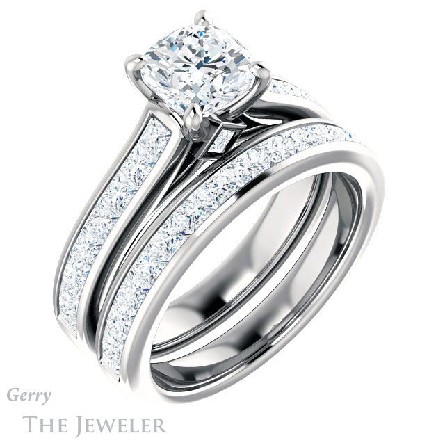 Cushion Cut Forever One Moissanite Engagement Ring #GTJ1144-cushion-fo-w
