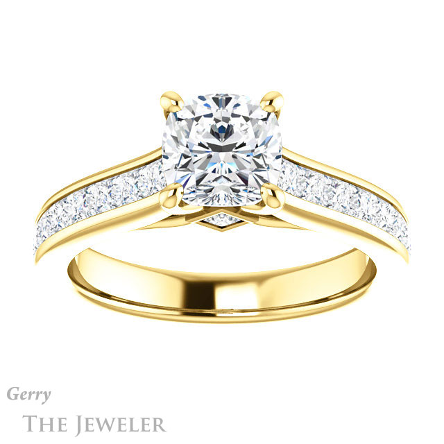 Cushion Cut Forever One Moissanite Engagement Ring #GTJ1144-cushion-fo-y