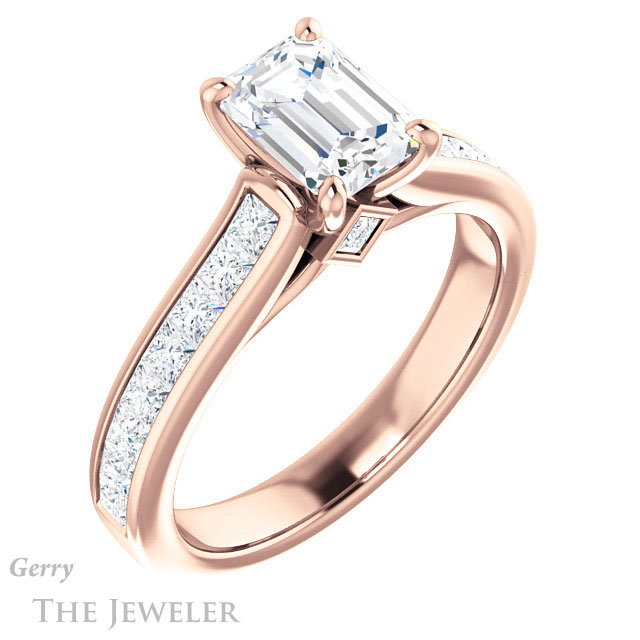Emerald Cut Forever One Moissanite Engagement Ring #GTJ1144-emerald-fb-r 4 Emerald Cut Forever Brilliant Moissanite Engagement Ring #GTJ1144-emerald-fb-r
