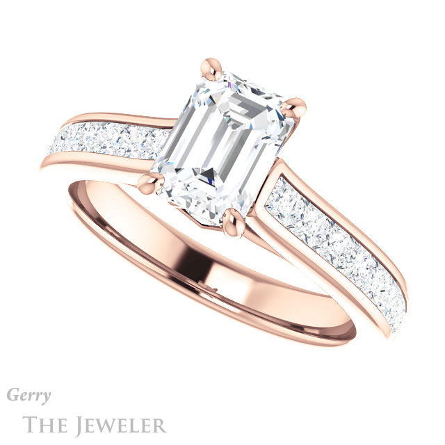 Emerald Cut Forever One Moissanite Engagement Ring #GTJ1144-emerald-fb-r 5 Emerald Cut Forever Brilliant Moissanite Engagement Ring #GTJ1144-emerald-fb-r