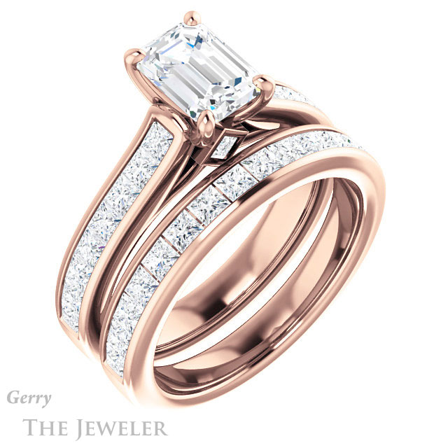Emerald Cut Forever One Moissanite Engagement Ring #GTJ1144-emerald-fb-r 6 Emerald Cut Forever Brilliant Moissanite Engagement Ring #GTJ1144-emerald-fb-r