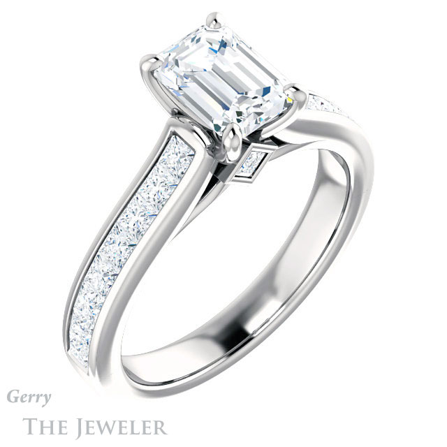 Emerald Cut Forever Brilliant Moissanite Engagement Ring #GTJ1144-emerald-fb-w