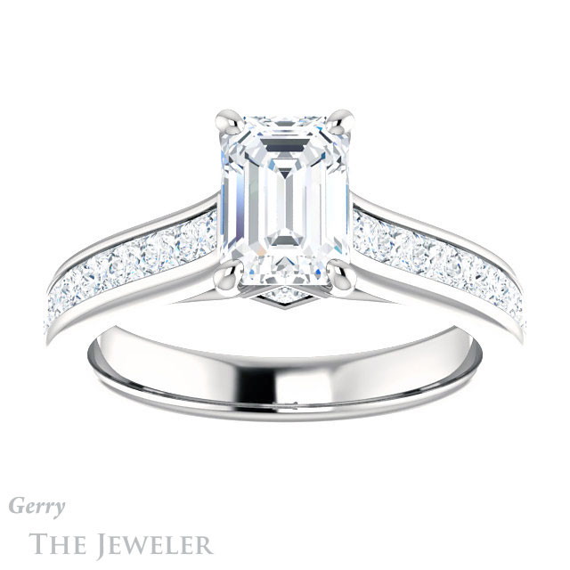 Emerald Cut Forever Brilliant Moissanite Engagement Ring #GTJ1144-emerald-fb-w