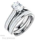 Oval Shaped Forever One Moissanite Engagement Ring #GTJ1144-oval-fo-w