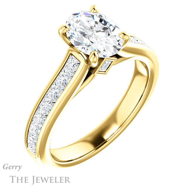 Oval Shaped Forever One Moissanite Engagement Ring #GTJ1144-oval-fo-y 4 Oval Shaped Forever One Moissanite Engagement Ring #GTJ1144-oval-fo-y