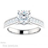 Round Cut Forever One Moissanite Engagement Ring #GTJ1144-round-fo-w