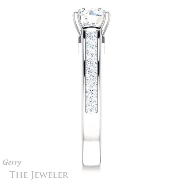 Round Cut Forever One Moissanite Engagement Ring #GTJ1144-round-fo-w