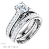 Round Cut Forever One Moissanite Engagement Ring #GTJ1144-round-fo-w