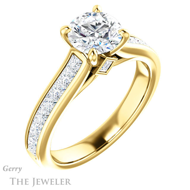 Round Cut Forever One Moissanite Engagement Ring #GTJ1144-round-fo-y 4 Round Cut Forever One Moissanite Engagement Ring #GTJ1144-round-fo-y