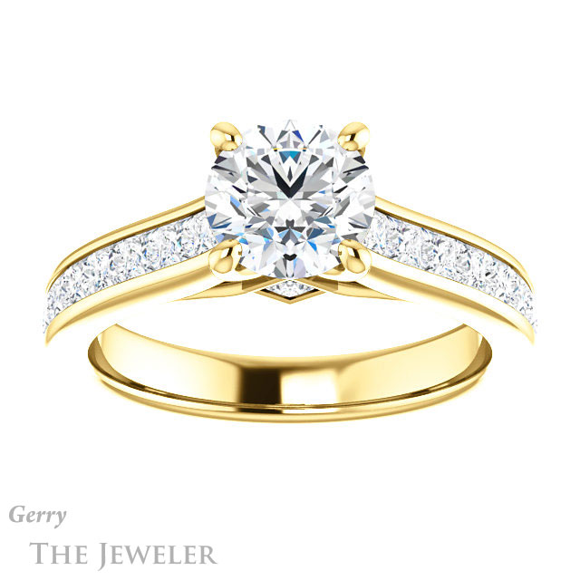 Round Cut Forever One Moissanite Engagement Ring #GTJ1144-round-fo-y 1 Round Cut Forever One Moissanite Engagement Ring #GTJ1144-round-fo-y