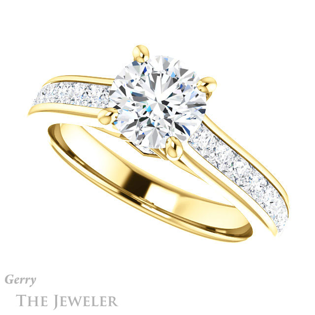 Round Cut Forever One Moissanite Engagement Ring #GTJ1144-round-fo-y 5 Round Cut Forever One Moissanite Engagement Ring #GTJ1144-round-fo-y