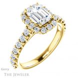 Emerald Cut Forever One Moissanite Engagement Ring #GTJ1145-emerald-fb-y 4 Emerald Cut Forever Brilliant Moissanite Engagement Ring #GTJ1145-emerald-fb-y