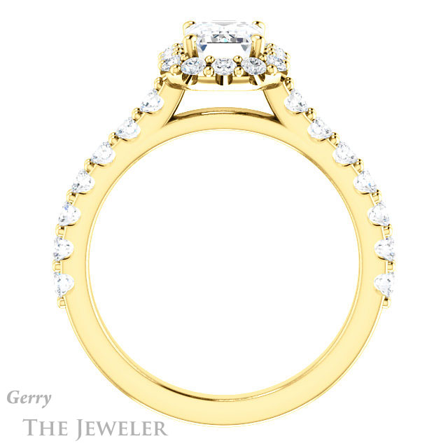 Emerald Cut Forever One Moissanite Engagement Ring #GTJ1145-emerald-fb-y 2 Emerald Cut Forever Brilliant Moissanite Engagement Ring #GTJ1145-emerald-fb-y