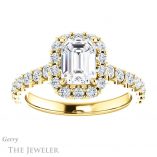 Emerald Cut Forever One Moissanite Engagement Ring #GTJ1145-emerald-fb-y 1 Emerald Cut Forever Brilliant Moissanite Engagement Ring #GTJ1145-emerald-fb-y