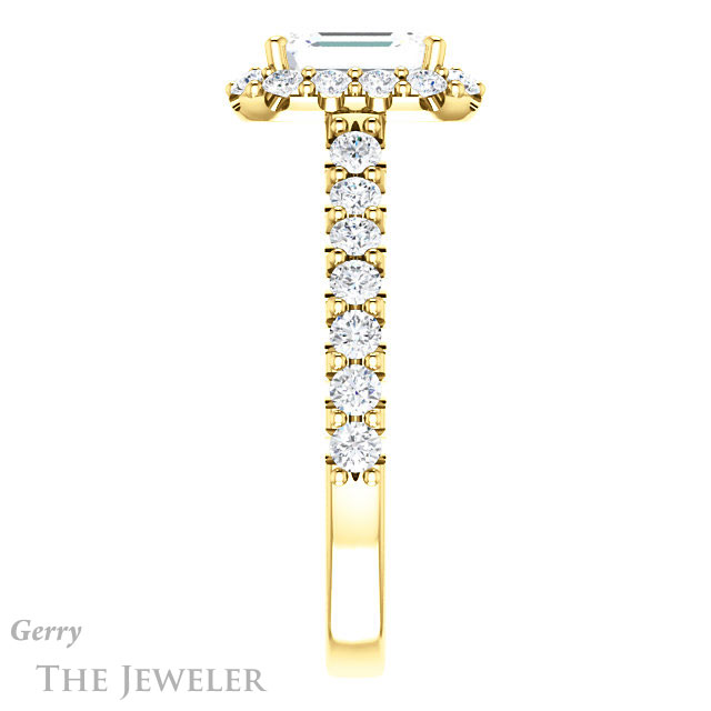 Emerald Cut Forever One Moissanite Engagement Ring #GTJ1145-emerald-fb-y 3 Emerald Cut Forever Brilliant Moissanite Engagement Ring #GTJ1145-emerald-fb-y