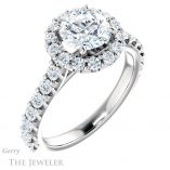 Round Cut Forever One Moissanite Engagement Ring #GTJ1145-round-fo-w 4 Round Cut Forever One Moissanite Engagement Ring #GTJ1145-round-fo-w