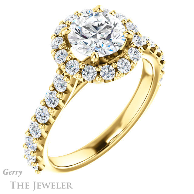 Round Cut Forever One Moissanite Engagement Ring #GTJ1145-round-fo-y