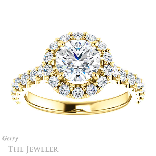 Round Cut Forever One Moissanite Engagement Ring #GTJ1145-round-fo-y