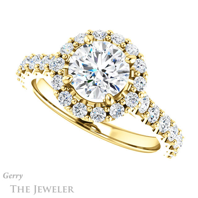 Round Cut Forever One Moissanite Engagement Ring #GTJ1145-round-fo-y