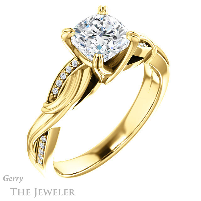 Cushion Cut Forever One Moissanite Engagement Ring #GTJ1146-cushion-fo-y 4 Cushion Cut Forever One Moissanite Engagement Ring #GTJ1146-cushion-fo-y