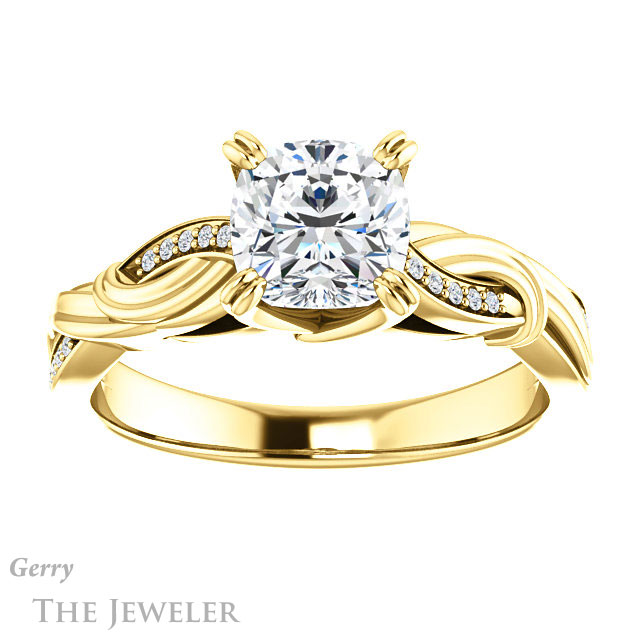 Cushion Cut Forever One Moissanite Engagement Ring #GTJ1146-cushion-fo-y