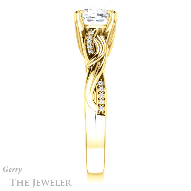 Cushion Cut Forever One Moissanite Engagement Ring #GTJ1146-cushion-fo-y 3 Cushion Cut Forever One Moissanite Engagement Ring #GTJ1146-cushion-fo-y