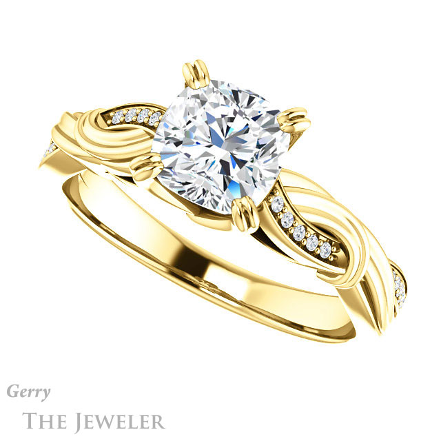 Cushion Cut Forever One Moissanite Engagement Ring #GTJ1146-cushion-fo-y 5 Cushion Cut Forever One Moissanite Engagement Ring #GTJ1146-cushion-fo-y
