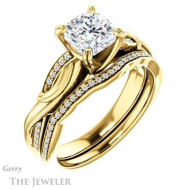Cushion Cut Forever One Moissanite Engagement Ring #GTJ1146-cushion-fo-y 6 Cushion Cut Forever One Moissanite Engagement Ring #GTJ1146-cushion-fo-y