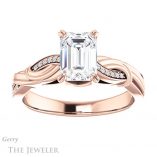 Emerald Cut Forever One Moissanite Engagement Ring #GTJ1146-emerald-fb-r 1 Emerald Cut Forever Brilliant Moissanite Engagement Ring #GTJ1146-emerald-fb-r