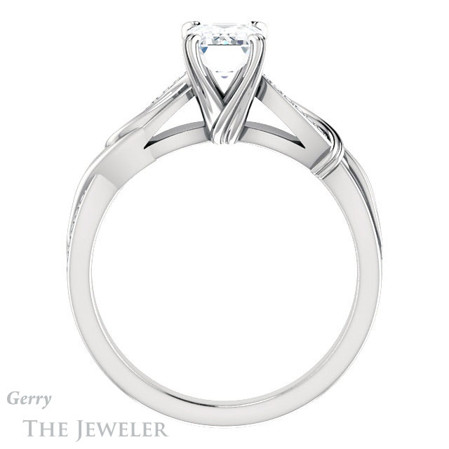Emerald Cut Forever One Moissanite Engagement Ring #GTJ1146-emerald-fb-w 2 Emerald Cut Forever Brilliant Moissanite Engagement Ring #GTJ1146-emerald-fb-w