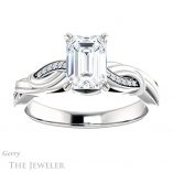 Emerald Cut Forever One Moissanite Engagement Ring #GTJ1146-emerald-fb-w 1 Emerald Cut Forever Brilliant Moissanite Engagement Ring #GTJ1146-emerald-fb-w
