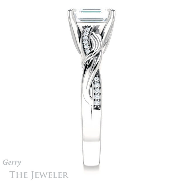 Emerald Cut Forever One Moissanite Engagement Ring #GTJ1146-emerald-fb-w 3 Emerald Cut Forever Brilliant Moissanite Engagement Ring #GTJ1146-emerald-fb-w