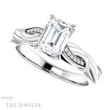 Emerald Cut Forever One Moissanite Engagement Ring #GTJ1146-emerald-fb-w 5 Emerald Cut Forever Brilliant Moissanite Engagement Ring #GTJ1146-emerald-fb-w