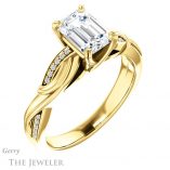 Emerald Cut Forever One Moissanite Engagement Ring #GTJ1146-emerald-fb-y 4 Emerald Cut Forever Brilliant Moissanite Engagement Ring #GTJ1146-emerald-fb-y