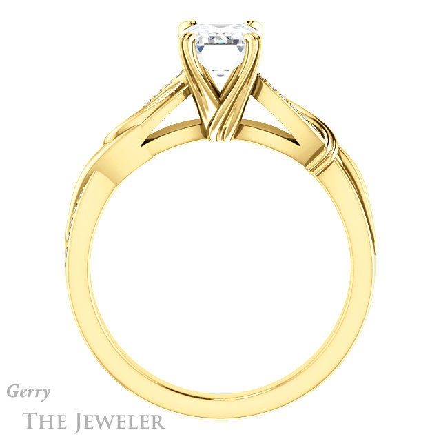 Emerald Cut Forever One Moissanite Engagement Ring #GTJ1146-emerald-fb-y 2 Emerald Cut Forever Brilliant Moissanite Engagement Ring #GTJ1146-emerald-fb-y