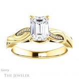 Emerald Cut Forever One Moissanite Engagement Ring #GTJ1146-emerald-fb-y 1 Emerald Cut Forever Brilliant Moissanite Engagement Ring #GTJ1146-emerald-fb-y