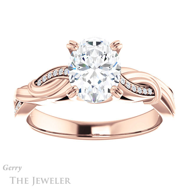 Oval Shaped Forever One Moissanite Engagement Ring #GTJ1146-oval-fo-r